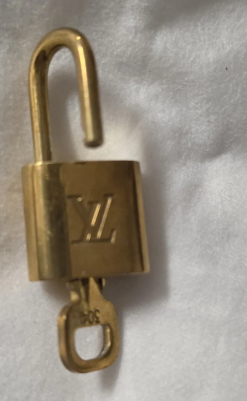 Louis Vuitton Gold-Tone Padlock and Key Set # 304